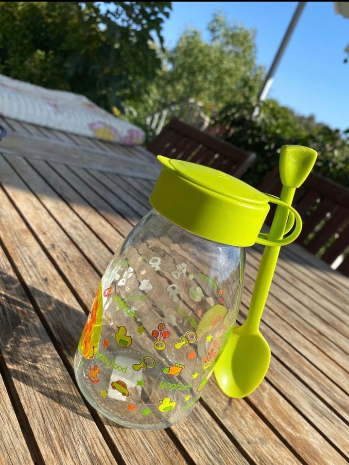 Yeşil Desenli Cam Yoğurt-Çorba-Mama Kavanozu - Görsel 3