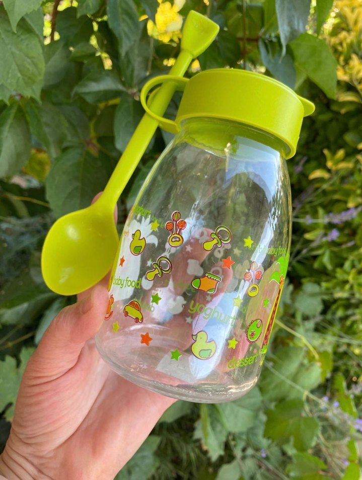 Yeşil Desenli Cam Yoğurt-Çorba-Mama Kavanozu - Görsel 4