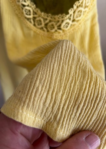 Dantel Detaylı Sarı Bohem Bluz - Görsel 6