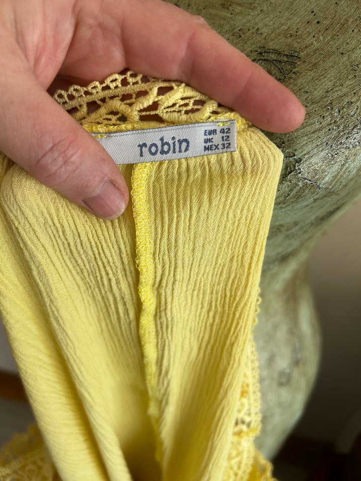 Dantel Detaylı Sarı Bohem Bluz - Görsel 4