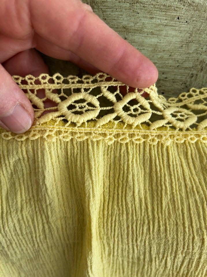 Dantel Detaylı Sarı Bohem Bluz - Görsel 5