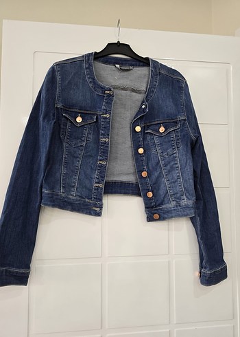 Düğmeli Kadın Mavi Denim Ceket