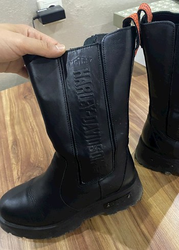 37 Beden Harley Davidson Siyah Deri Biker Kadın Çizme