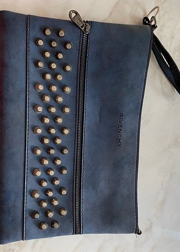 Zımba Detaylı Gri Deri Kadın Çanta - Görsel 3