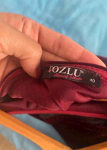 Bordo Uzun Kadife Gotik Elbise - Görsel 3