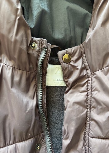 Kapüşonlu Fermuarlı Koyu Kahverengi Erkek Çocuk Mont - Görsel 5