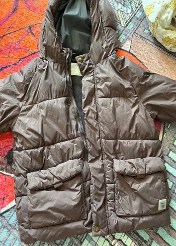 Kapüşonlu Fermuarlı Koyu Kahverengi Erkek Çocuk Mont - Görsel 3