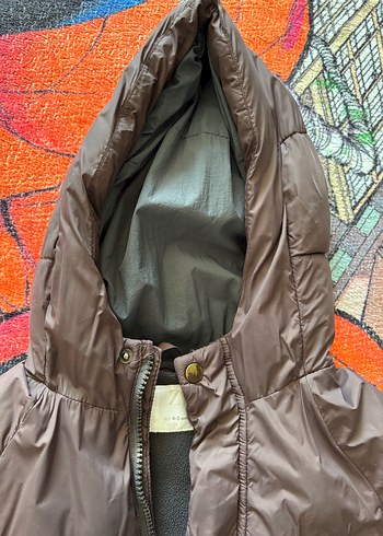 Kapüşonlu Fermuarlı Koyu Kahverengi Erkek Çocuk Mont - Görsel 6