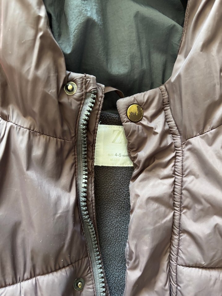 Kapüşonlu Fermuarlı Koyu Kahverengi Erkek Çocuk Mont - Görsel 5