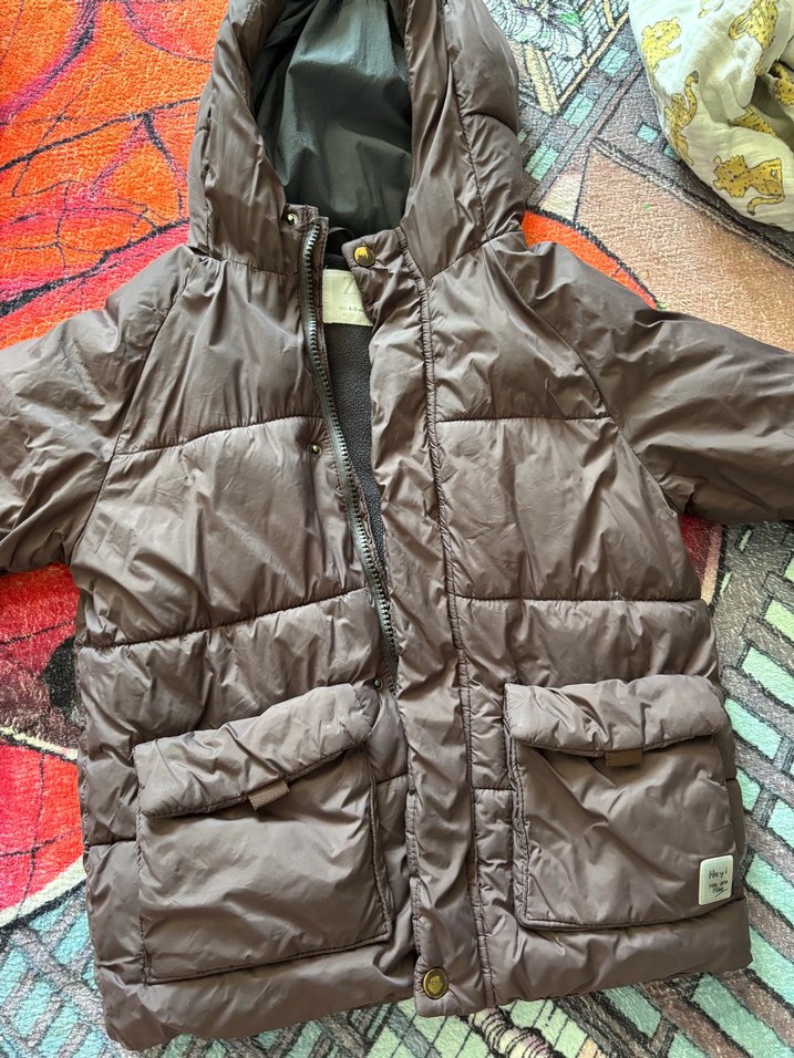 Kapüşonlu Fermuarlı Koyu Kahverengi Erkek Çocuk Mont - Görsel 3