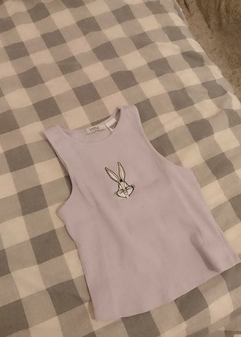 Diğer Nakışlı, Kolsuz, Pastel Renk Crop Top
