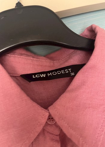 LC Waikiki Lcw Pembe Keten Oversize Gömlek