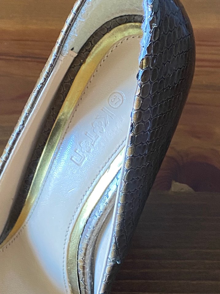 Kahverengi Yılan Desenli Tokalı Stiletto - Görsel 4