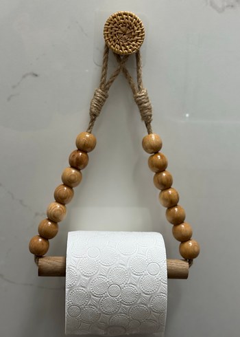 Ahşap Boncuklu Rattan Tuvalet Kağıdı Tutucu - Görsel 4