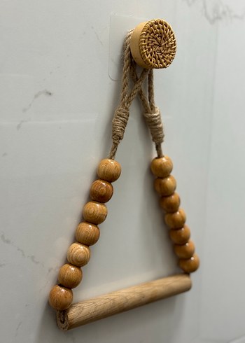 Ahşap Boncuklu Rattan Tuvalet Kağıdı Tutucu - Görsel 3