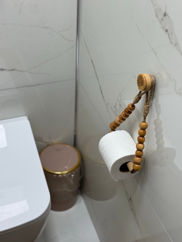 Ahşap Boncuklu Rattan Tuvalet Kağıdı Tutucu - Görsel 5