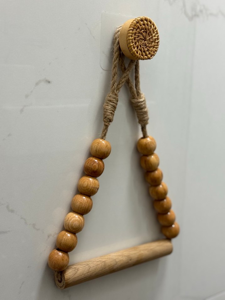 Ahşap Boncuklu Rattan Tuvalet Kağıdı Tutucu - Görsel 3