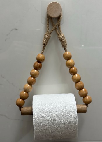 Ahşap Boncuklu Bohem Tuvalet Kağıdı Askısı - Görsel 3