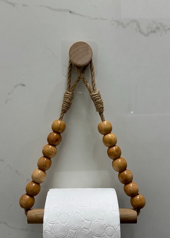 Ahşap Boncuklu Bohem Tuvalet Kağıdı Askısı - Görsel 5