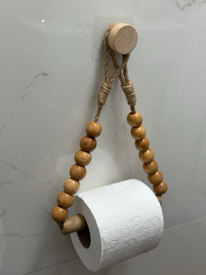 Ahşap Boncuklu Bohem Tuvalet Kağıdı Askısı - Görsel 2
