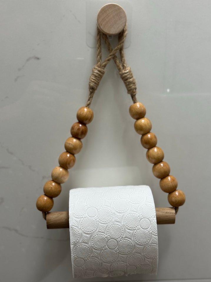 Ahşap Boncuklu Bohem Tuvalet Kağıdı Askısı - Görsel 3