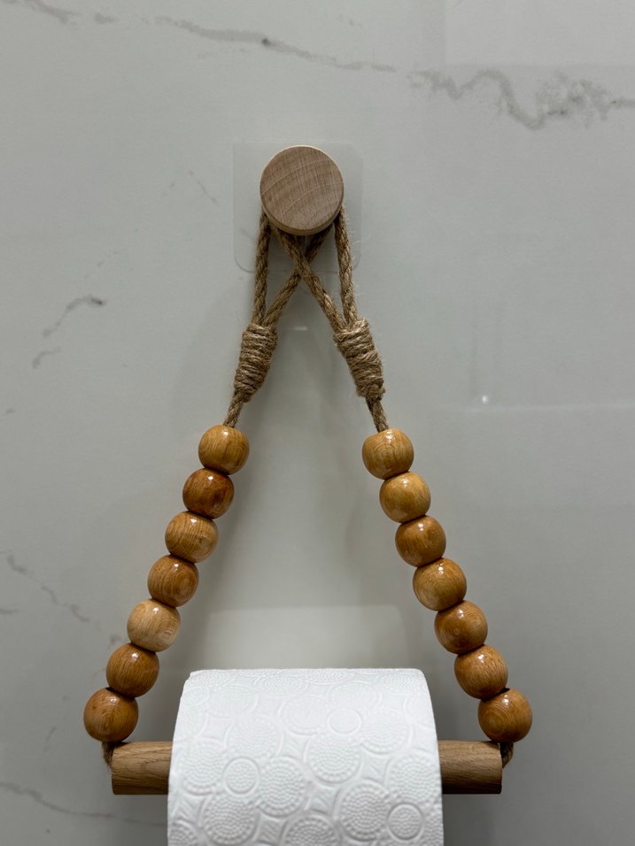 Ahşap Boncuklu Bohem Tuvalet Kağıdı Askısı - Görsel 5