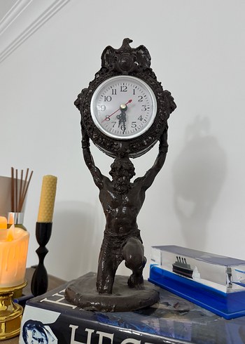 Kahverengi Dekoratif atlas Masa Saati - Görsel 5