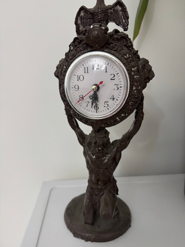 Kahverengi Dekoratif atlas Masa Saati - Görsel 2