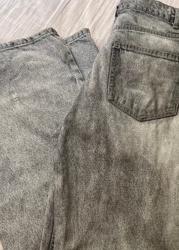 36 Beden Gri Yüksek Bel Wide Leg Jean
