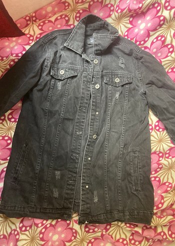 Siyah Düğmeli Midi Denim Ceket