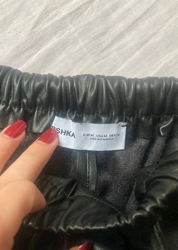 Siyah Deri Kadın Bol Kesim Pantolon - Görsel 4