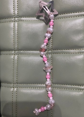 Beden pembe boncuklu yıldızlı toka