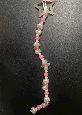 pembe boncuklu yıldızlı toka