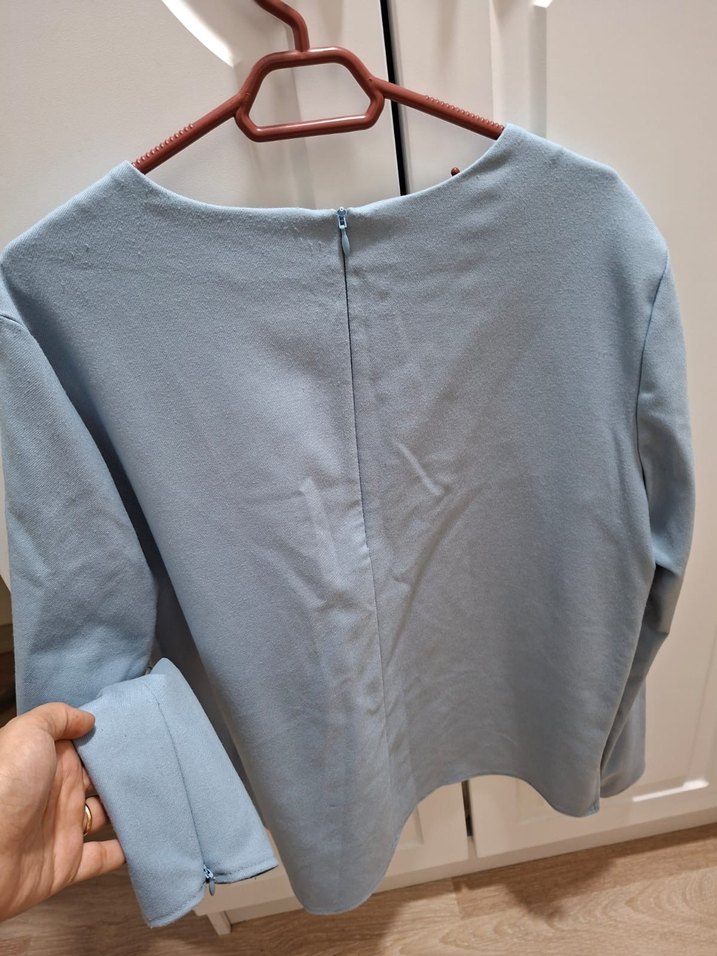 İpekyol Drapeli Uzun Kollu Gri Mavi Kadın Bluz - Görsel 3