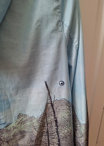 Lcw Yağmurluk Kadın Mavi Baskılı Sokak Stili Ceket - Görsel 3