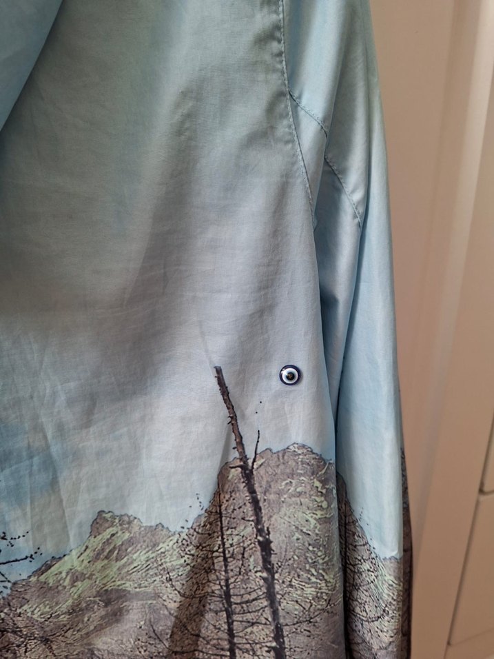 Lcw Yağmurluk Kadın Mavi Baskılı Sokak Stili Ceket - Görsel 3