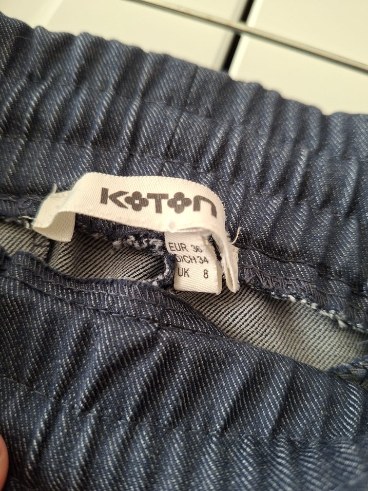 Koton Kot Rengi Kadın Bel Detaylı Bol Kesim Denim Pantolon - Görsel 4