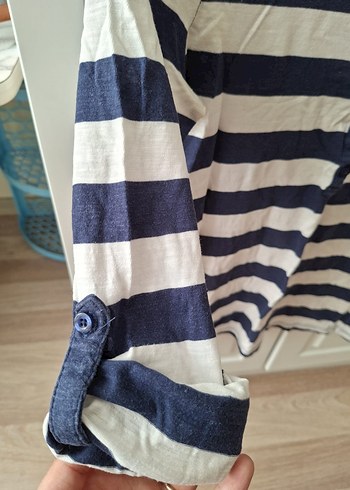 Colins Çizgili Uzun Kollu Pamuklu Kadın Gömlek - Görsel 2