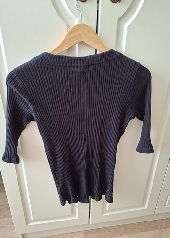 Only V Yaka Örgü Gri Kadın Triko - Görsel 3