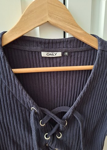 Only V Yaka Örgü Gri Kadın Triko - Görsel 2