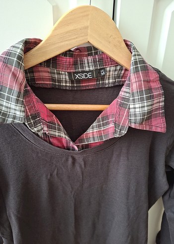 XSİDE Bordo Düğmeli Uzun Kollu Kadın Gömlek - Görsel 2