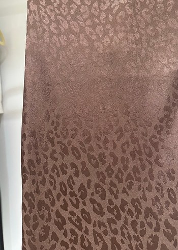 m Beden Kahverengi Leopar Desenli Kadın Pantolon