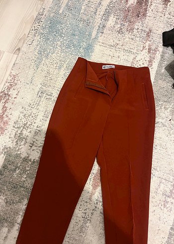 Zara Kadın Kahverengi Midi Kumaş Pantolon