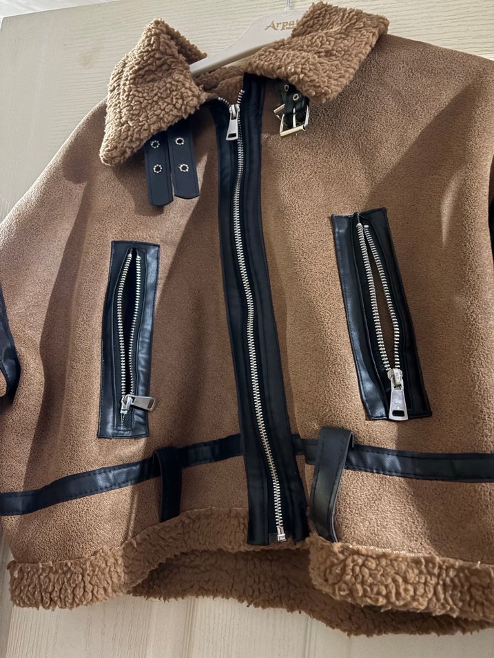 Kürk Detaylı Kahverengi Süet Kadın Ceket - Görsel 2