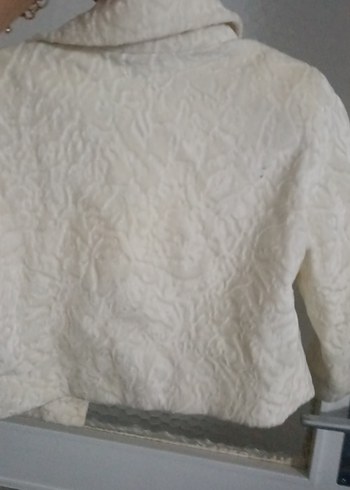 s Beden beyaz Renk Kadın Beyaz Parlak Düğmeli Bolero