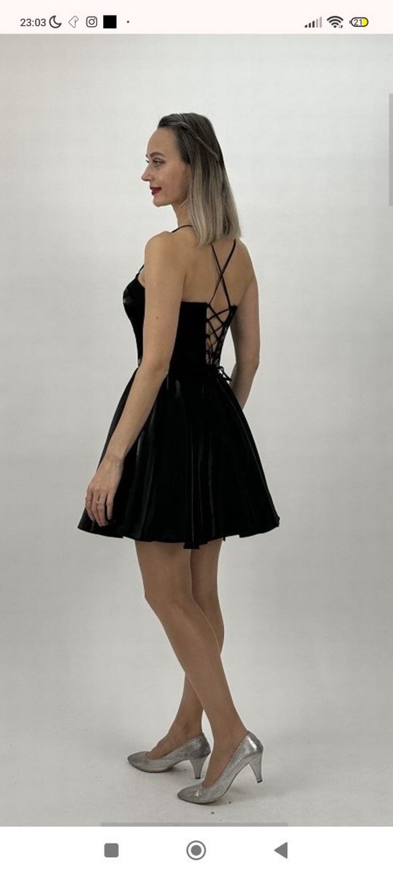 Siyah Straplez Mini Gotik Parti Elbisesi - Görsel 2