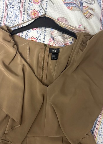 Bej Drapeli Midi Hamile Elbisesi - Görsel 3