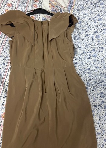 Bej Drapeli Midi Hamile Elbisesi - Görsel 4