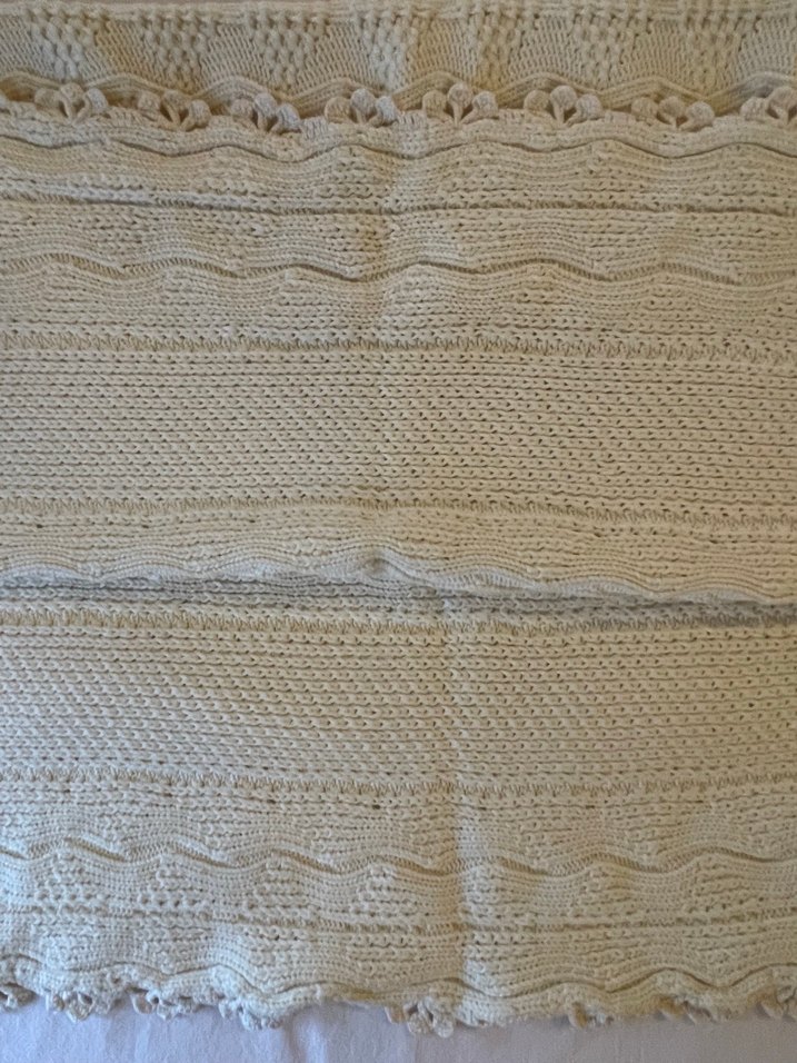 Örgü Desenli Bej Bebek Triko Battaniye - Görsel 2