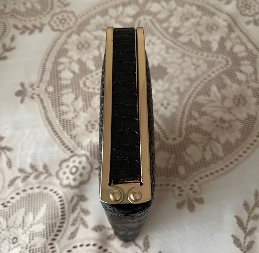 Siyah Yılan Desenli Kadın Portföy Çanta - Görsel 3